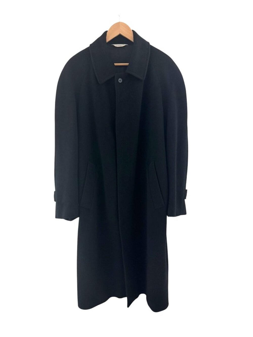 Pronto-Uomo Mens Black 100% Cashmere Long Coat Lined Made in Italy Size 46 S
